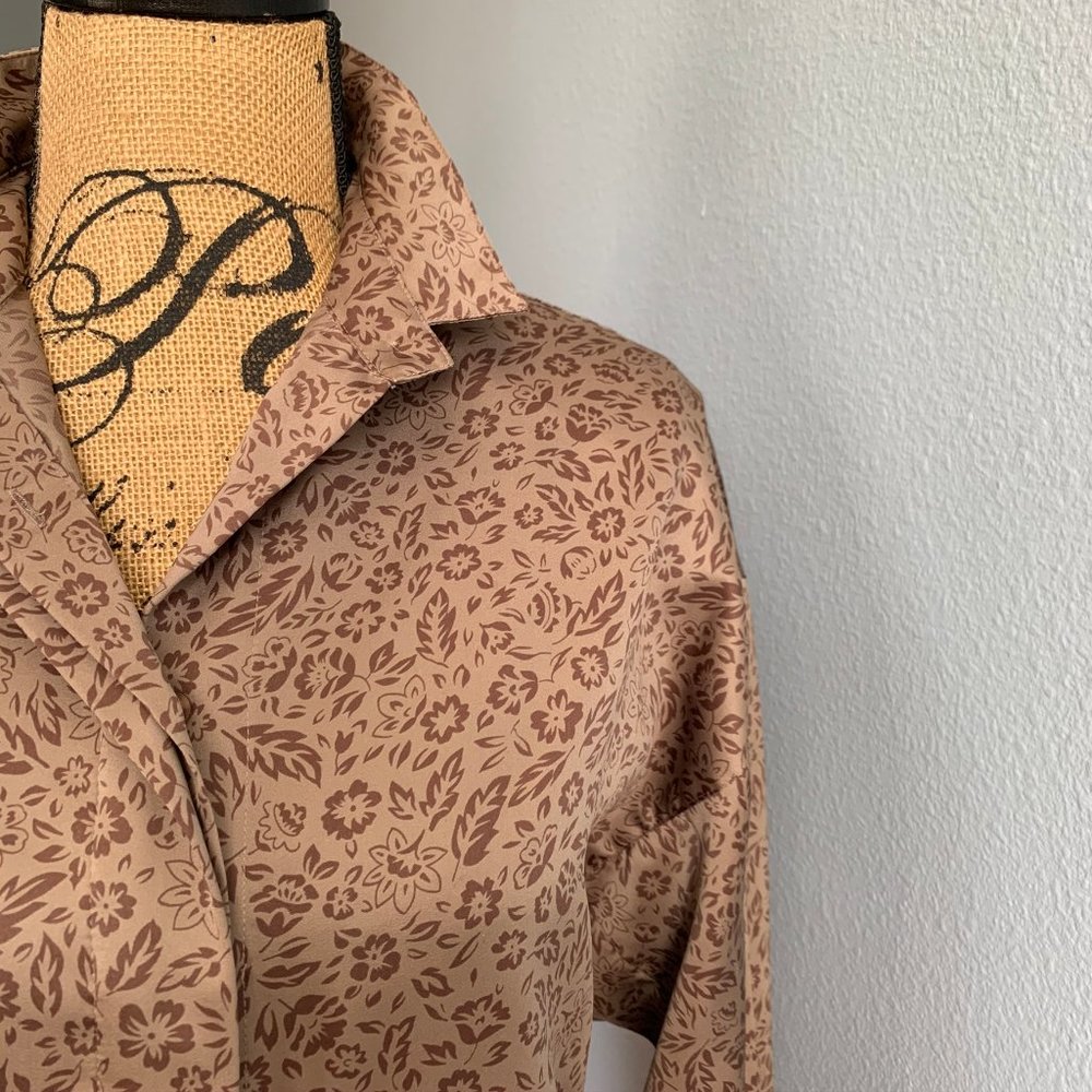 Vintage 80s Diane von Furstenberg Brown Floral - Picture 1 of 6